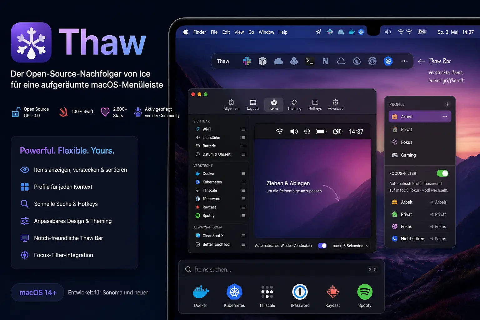 Thaw: Der Open-Source-Nachfolger von Ice für eine aufgeräumte macOS-Menüleiste