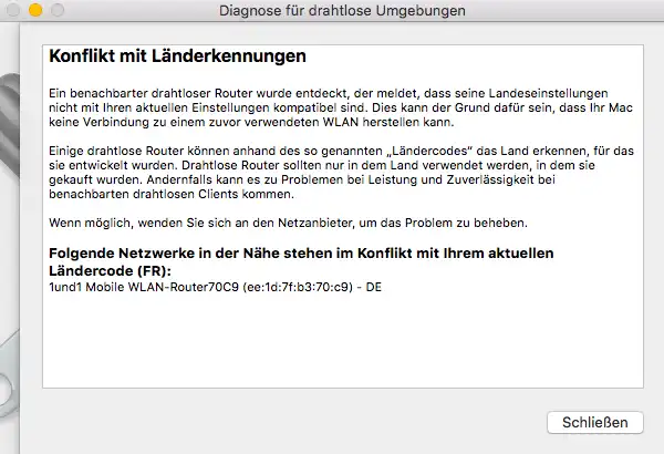 Wlan Konfikt Country Code